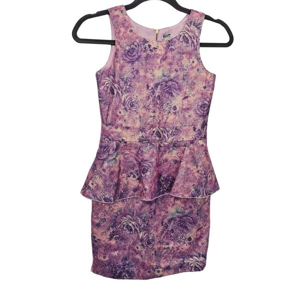 Ruume Girl's 12 Easter Spring Pink Purple Peplum Dress Gold Reflect - Picture 1 of 9